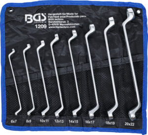 Dubbel-ringnyckel-sats | Bockad | 6 x 7 - 20 x 22 mm | 8 delar