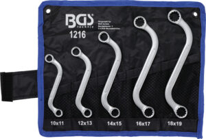 Dubbel-ringnyckel-sats | S-Form | 10 x 11 - 18 x 19 mm | 5 delar