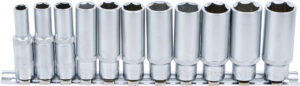 Hylsa-sats Sexkant, djup | 10 mm (3/8") | 8 - 19 mm | 11 delar