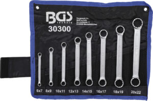 Dubbel-ringnyckel-sats | extra platt | 6 - 22 mm | 8 delar