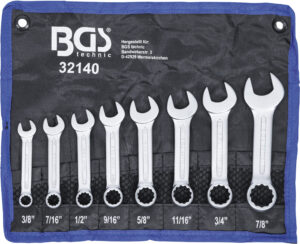U-ringnyckel-sats | extra kort | Tumsstorlekar | 3/8" - 7/8" | 8 delar