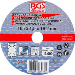 Kapskiva för BGS Djupslip | Ø 105 x 1,5 x 16,2 mm