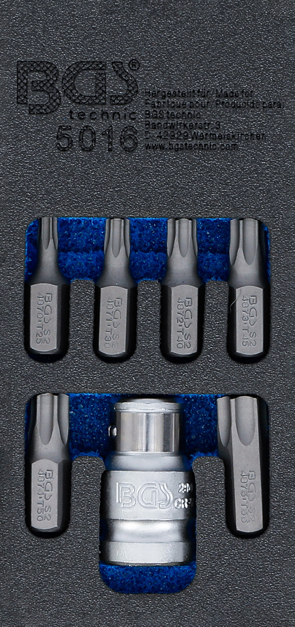 Skruvmejsel-Bit-sats | Yttre sexkant 10 mm (3/8") | T-Profil (för Torx) | 7 delar