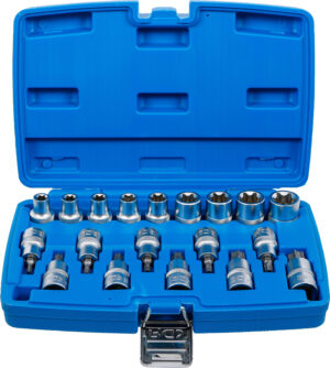 Bit-Insats-/Hylsa-sats | 12,5 mm (1/2") | E-Profil / T-Profil (för Torx) | 19 delar
