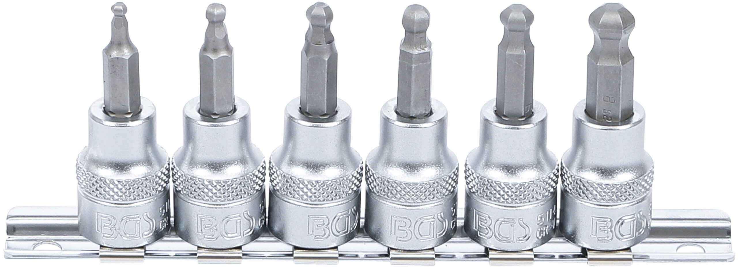 Bit-Insats-sats | 10 mm (3/8") | Inre sexkant med kulhuvud 3 - 8 mm | 6 delar