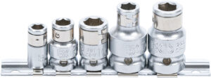 Bit-Adapter med spärrkula | Inre fyrkant 6,3 mm (1/4") / 10 mm (3/8") / 12,5 mm (1/2") | 5 delar