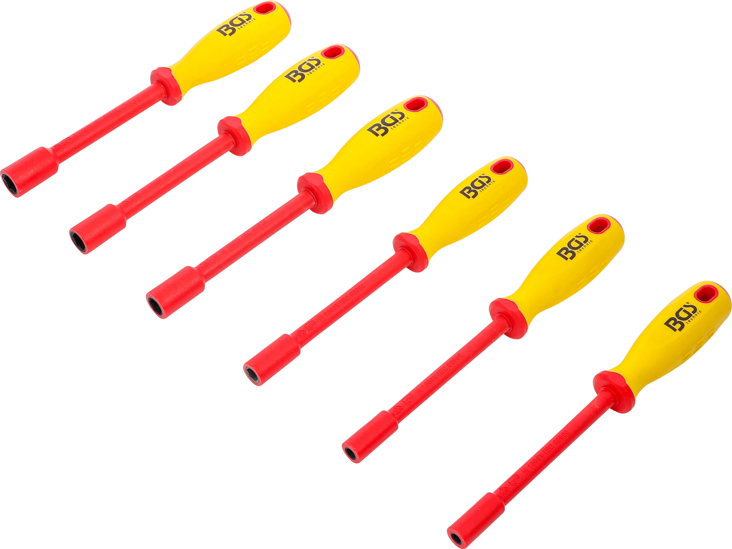 VDE-Hylsnyckel-skruvmejsel-sats | Sexkant | 5,5 - 12 mm | 6 delar