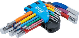 Vinkelnyckel-sats | Multicolour | kort | Inre sexkant 1,5 - 10 mm | 9 delar