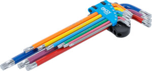 Vinkelnyckel-sats | Multicolour | extra lång | T-Profil (för Torx) T10 - T50 | 9 delar