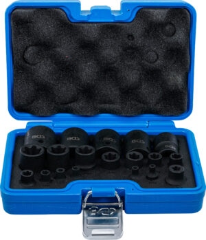 Krafthylsa-sats | E-Profil Plus | 6,3 mm (1/4"), 10 mm (3/8"), 12,5 mm (1/2") | EP4 - E32 | 19 delar
