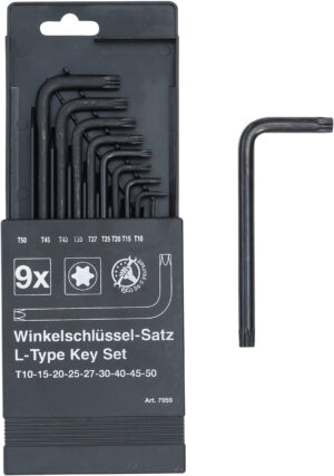 Vinkelnyckel-sats | T-Profil (för Torx) T10 - T50 | 9 delar
