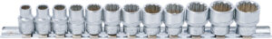 Hylsa-sats, Tolvkant | 10 mm (3/8") | 8 - 19 mm | 12 delar