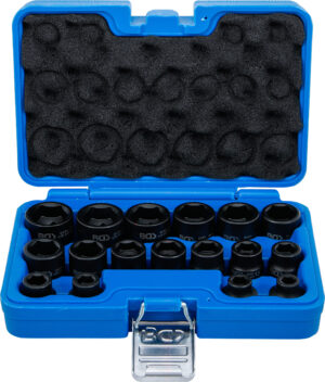 Krafthylsa-sats Sexkant, extra platt | 12,5 mm (1/2") | 8 - 24 mm | 17 delar