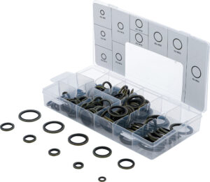 Tätningsring-Sortiment | Metall | Med gummi-tätningsvulst | 150 delar
